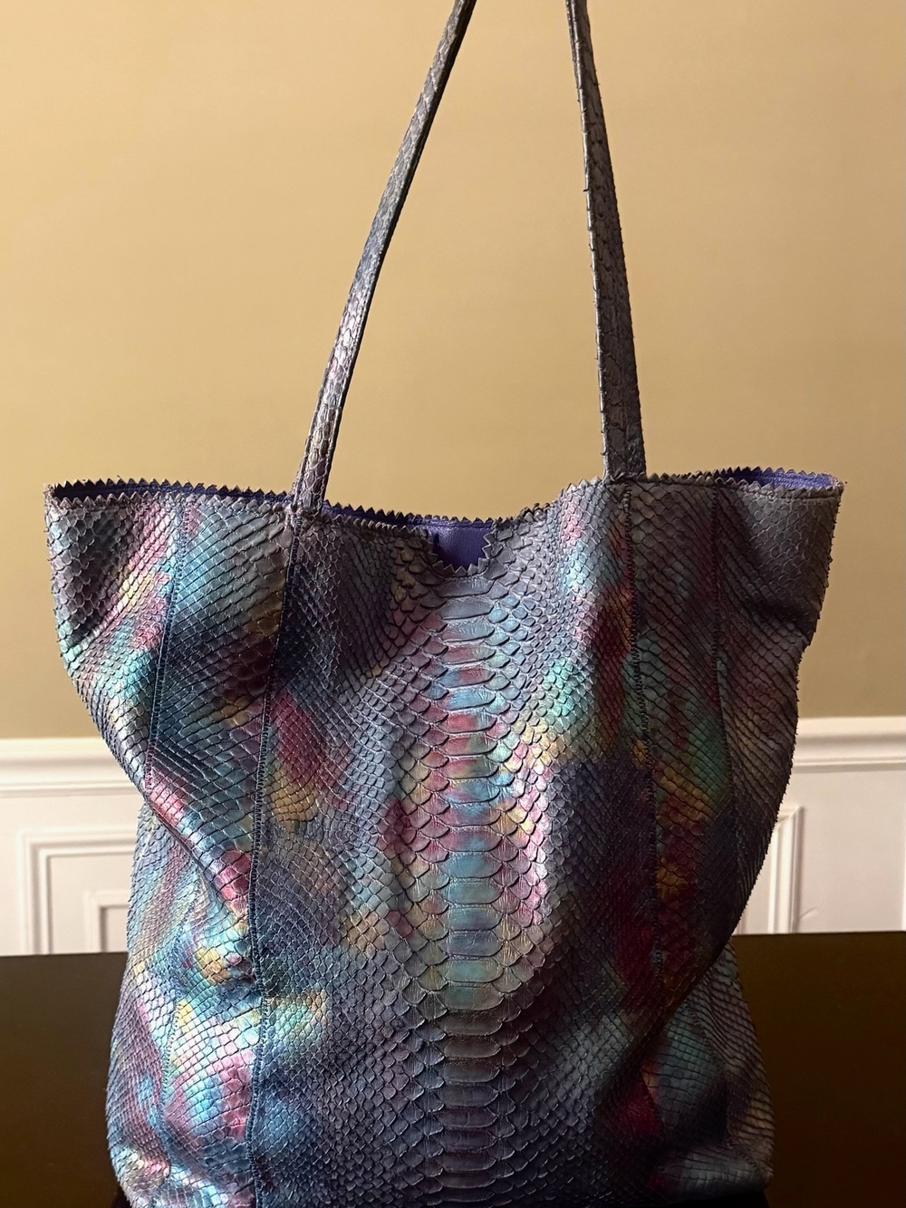 Fatto a Mano by Carlos Falchi Iridescent Multicolor Python-Texture Tote
